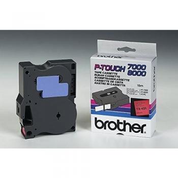 Cinta Laminada Brother TX-451, 24mm, texto negro sobre rojo