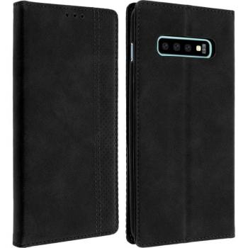 Funda tipo libro billetera vintage negra para Samsung Galaxy S10 Plus