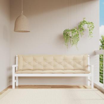 Beige Oxford Fabric Garden Bench Cushions 2pcs 200x50x7cm