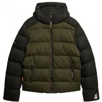 Superdry Men's Multicolour Hooded Color Block Puffer Jacket