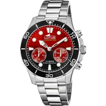 Reloj LOTUS Híbrido para Hombre 18800/7 Connected, Caja de Acero Inoxidable 316L Gris Plata, Esfera Roja