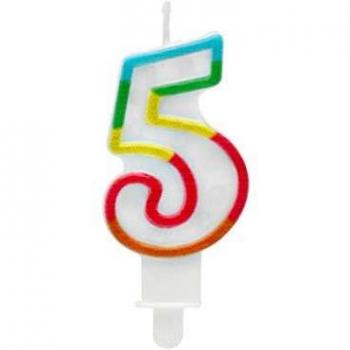 Atosa-Atosa-50677-vela 3.5x9.5x1.5cm nº 5, Multicolor