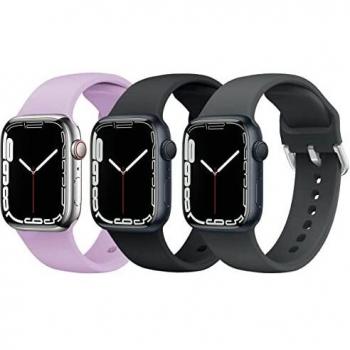 Correa Apple Watch 3 Paquetes, Correas Compatible con Apple Watch 38mm 42mm 40mm 44mm, Soft Silicone Sports Correa Suave de Deportiva Repuesto Compatible con Apple Watch SE/iWatch Serie 6 5 4 3 2 1