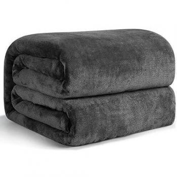 Hansleep Manta para Sofá de Franela 130x165 cm, Mantas para Cama 80 Suave - Manta Pelo de Microfibra Pequeña Transpirable Hipoalérgica, Manta Forro Polar Reversible Gris Oscuro