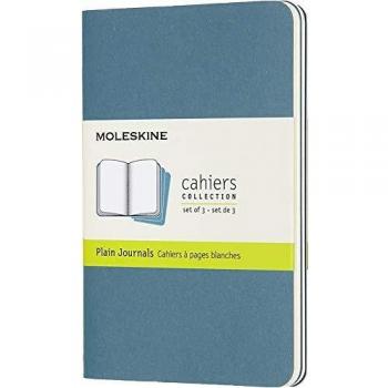 Set de 3 Libretas Moleskine Cahier Pocket A6, Hojas Lisas, Color Azul Vibrante