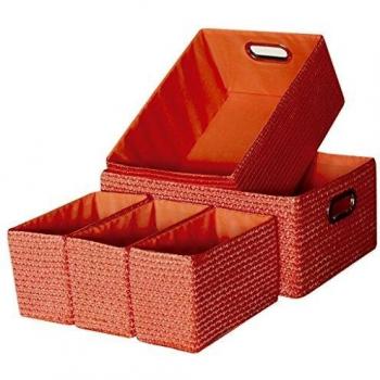 Laroom Juego 5 cestas, Naranja, 5 Unidades