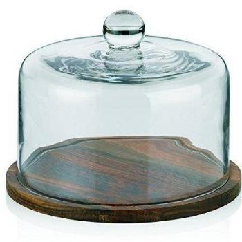Kela 11780 quesera Kaila madera de acacia con tapa de cristal, diámetro 25 cm