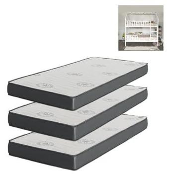 Pack 3 Colchones Viscoelásticos para Litera 90x190 (2 de 15 cm y 1 de 20 cm)