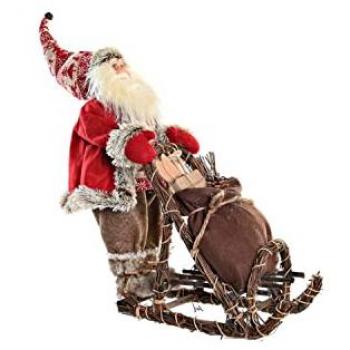 Figura Decorativa Papá Noel DKD Home Decor, Rojo y Gris, Material: Madera y Poliester, Dimensiones: 42 x 22 x 48 cm