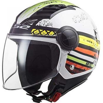 Casco Jet LS2 Airflow Blanco Brillante Verde Talla XS