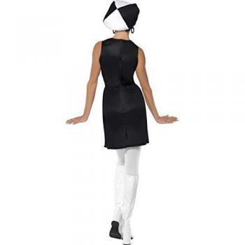 Disfraz Fiesta Años 60 Para Mujer Negro y Blanco - Talla S con Vestido y Sombrero