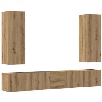Muebles de TV de Pared 5 Piezas Madera Ingeniería Roble Artesanal