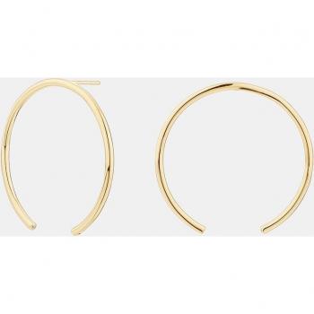 Pendientes Tribeca tubo de plata chapada en oro con detalle de circonita en los extremos