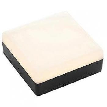 Plafón LED Thilo de Lucande, tipo: lámpara de techo moderna, características: IP54, color gris, diámetro 16 cm, sensor HF, material plástico