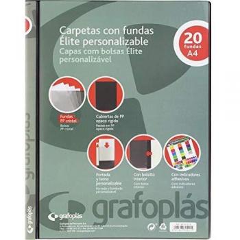 Grafoplás 98141510 Élite Carpeta Personalizable con Fundas, Cubiertas Semirrígidas, Negro, A4