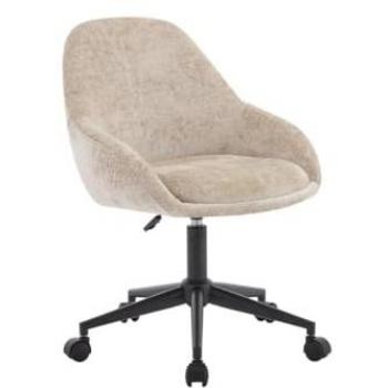 Silla de oficina de terciopelo beige con altura ajustable - NAODY