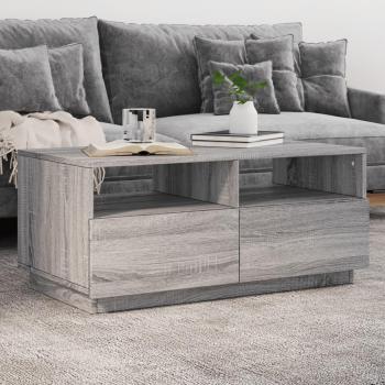 Mesa de salón con luces LED Sonoma gris 90x49x40 cm