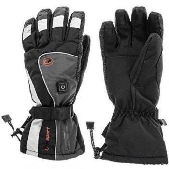 Ultrasport Snow Heat - Guantes de snowboard calefactables para hombre, con baterías y cargador incluidos, color negro / gris / blanco, talla XL