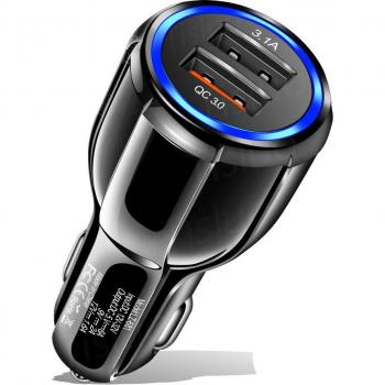 Cargador de Coche Dual USB Quick Charge 3.0 para iPhone, Samsung, Xiaomi y Tablets - Carga Rápida Móvil