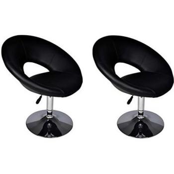 2 x Taburete de Bar negro espalda baja