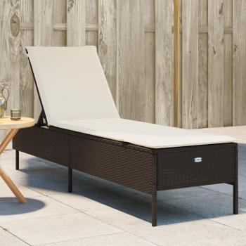 Tumbona con cojín de ratán sintético en color negro, marrón y gris, ideal para jardín, playa, piscina y terraza