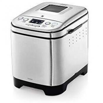 WMF Kult X Panificadora 450 W, compacta, 12 programas incluyendo recetas sin gluten, con pantalla de cristal para ver el proceso y acabados en Acero Inoxidable cromargan