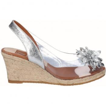 Sandalias de cuña de mujer de vinilo y piel