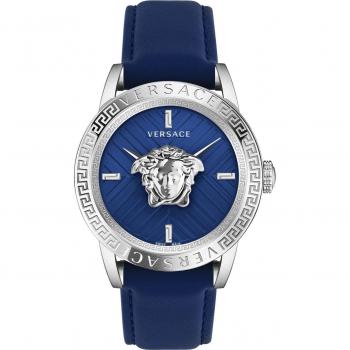 Versace Blue and Silver V-Code Restyling Watch, Multicolor male, Size: ONE SIZE