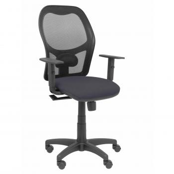 Silla de Oficina Alocén Malla Negra Asiento Bali Gris Oscuro Brazos Regulables