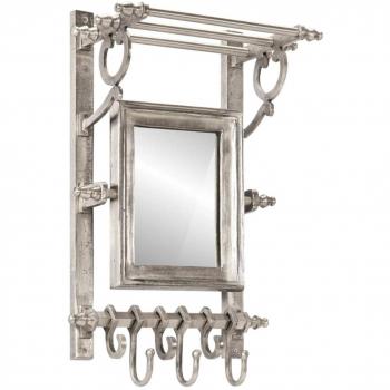 Soporte de equipaje con perchas de pared de aluminio plateado vidaXL