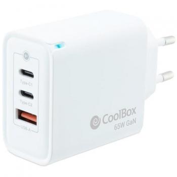 CoolBox Cargador GaN 65W con 2 x USB-C + 1 x USB-A