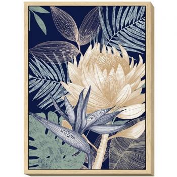 Cuadro Lienzo Floral Multicolor con Marco ROMIMEX 50 x 70 x 3 cm