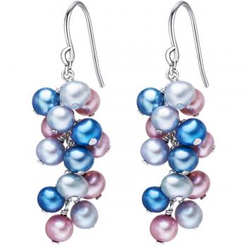 Pendientes de Plata Esterlina con Perlas de Agua Dulce en Tonos Azul, Gris y Púrpura - Diseño Cascada 1 ct para Damas