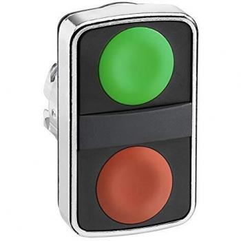 Schneider Electric ZB4BA7340 Cabeza Pulsador de dos Acción Diámetro 22, sin Marca IP66, IP69 K, Verde y Rojo