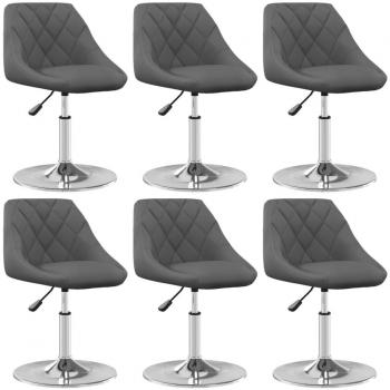 Sillas de comedor giratorias 6 unidades terciopelo gris oscuro vidaXL