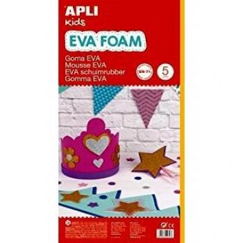 APLI Kids 12758-Goma EVA naranja 600 x 400 mm 5 hojas