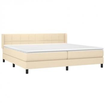 Cama Box Spring con Colchón de Tela Color Crema 200x200 cm
