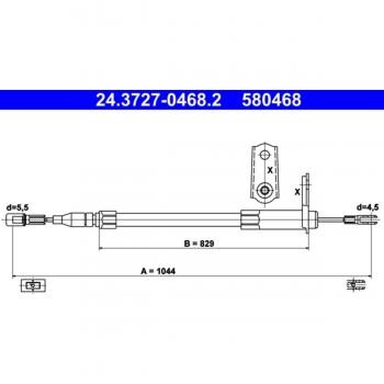 Cable de freno de mano ATE 24.3727-0468.2
