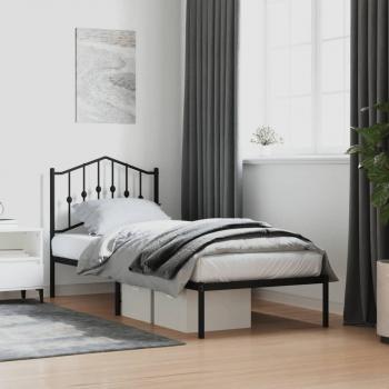 Estructura de Cama Metal Negra con Cabecero 90x200 cm