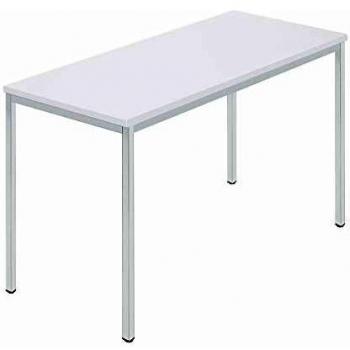 Mesa rectangular kaiserkraft, tubo cuadrado revestido, 1200 x 600 mm, blanca/gris