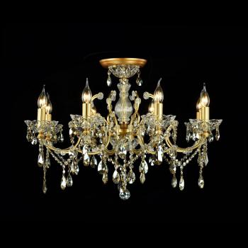 Lámpara de araña Maytoni Sevilla, Ø 76 cm, color oro, cristales, 8 luces E14