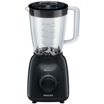 Batidora de Vaso Philips HR2145/90 Daily Collection, 500W, Capacidad de 1500 ml, Vidrio, Color Negro, con 2 Velocidades