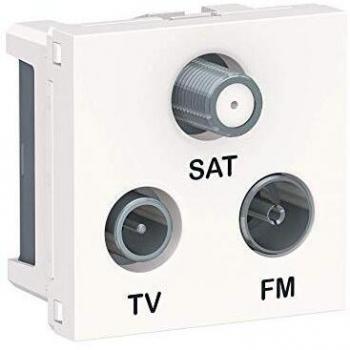 Toma de corriente Unica R/TV/SAT con conector F, 2M, Blanca