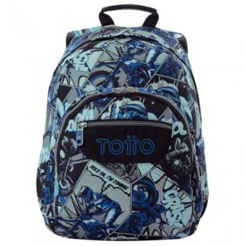 Mochila Escolar TOTTO Gommas Modelo Motto, Mediana, Capacidad 15 L, Bolsillo para PC 14, Bolsillo Botella, Espaldar Ergonómico con Flujo de Aire, Cómodas Correas en