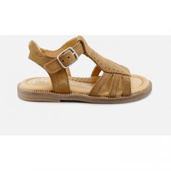 Sandalias de niña en piel serraje picado Tania Papanatas