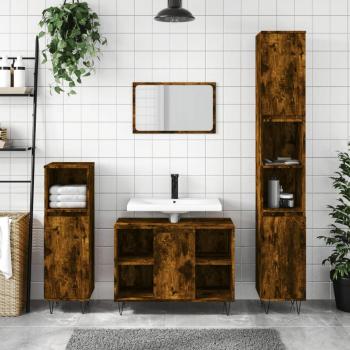 Armario de baño madera contrachapada roble ahumado 30x30x100 cm Vidaxl Marrón Mueble de baño Smoke Oak 30x30x100 cm Madera multicapa