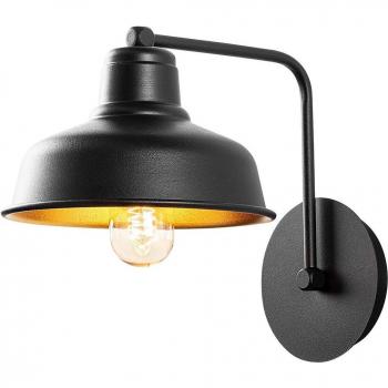 Aplique Berceste 181-A Negro/Dorado, Lámpara de Pared de Metal, Diseño Moderno