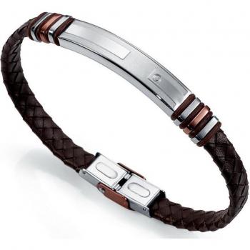 Pulsera Viceroy de hombre de acero y piel marrón
