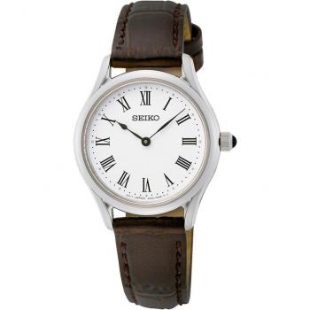 Seiko - Reloj de mujer Neo Classic SWR071P1 con elegante diseño, correa de piel negra y resistente al agua.