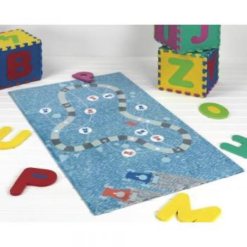 Alfombra Infantil Tacto Suave Antideslizante Microfibra Diseño H04 80 x 140 cm Gris Terciopelo 100% Poliéster Mullido Especial para Juegos